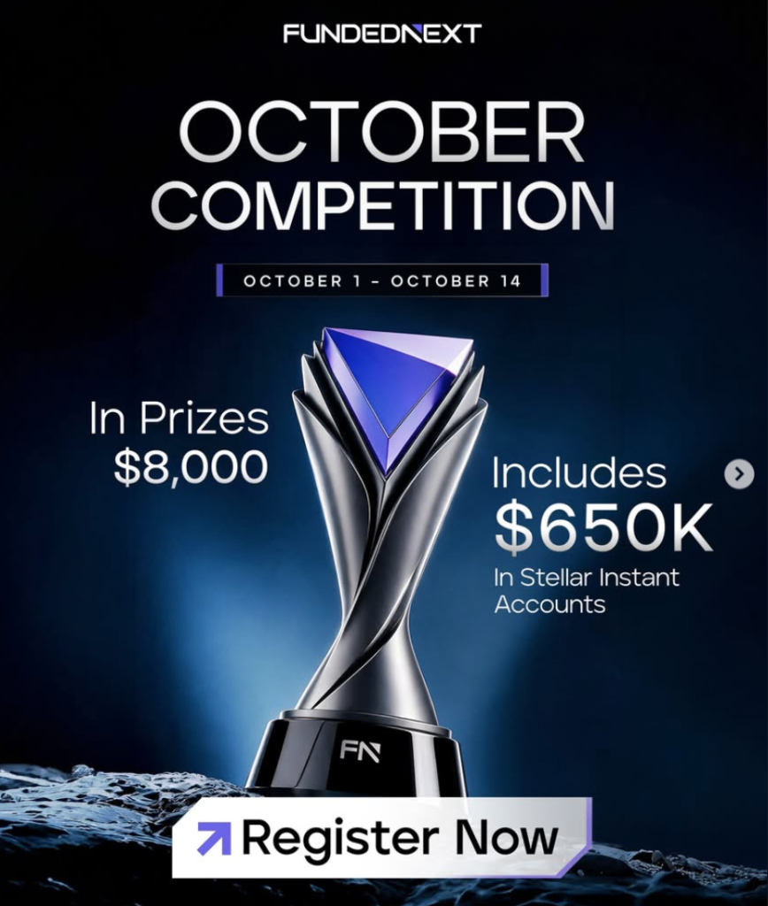 FundedNext has announced the launch of its October Competition, giving traders a 14-day window to compete for cash prizes.